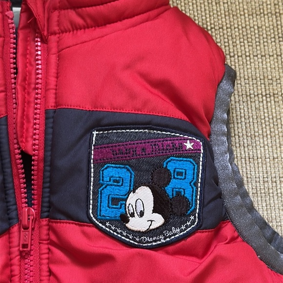 Disney Baby Fleece Lined Zip Up Quilted Vest Mickey Patch Left Chest Flaw - Picture 3 of 11
